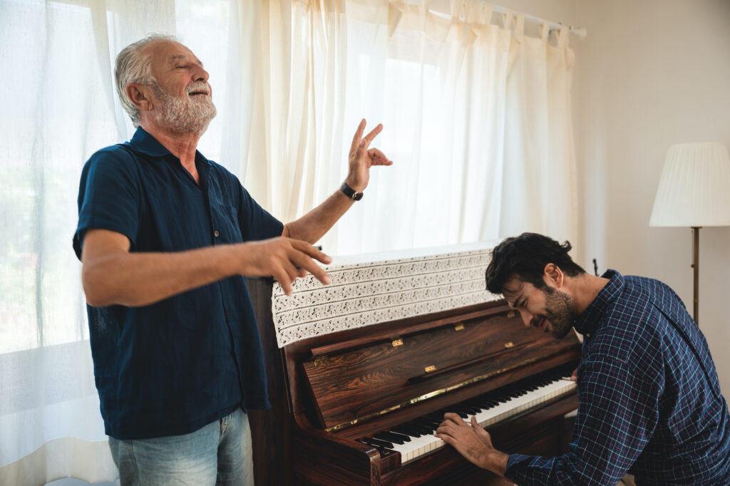 Man singing and piano